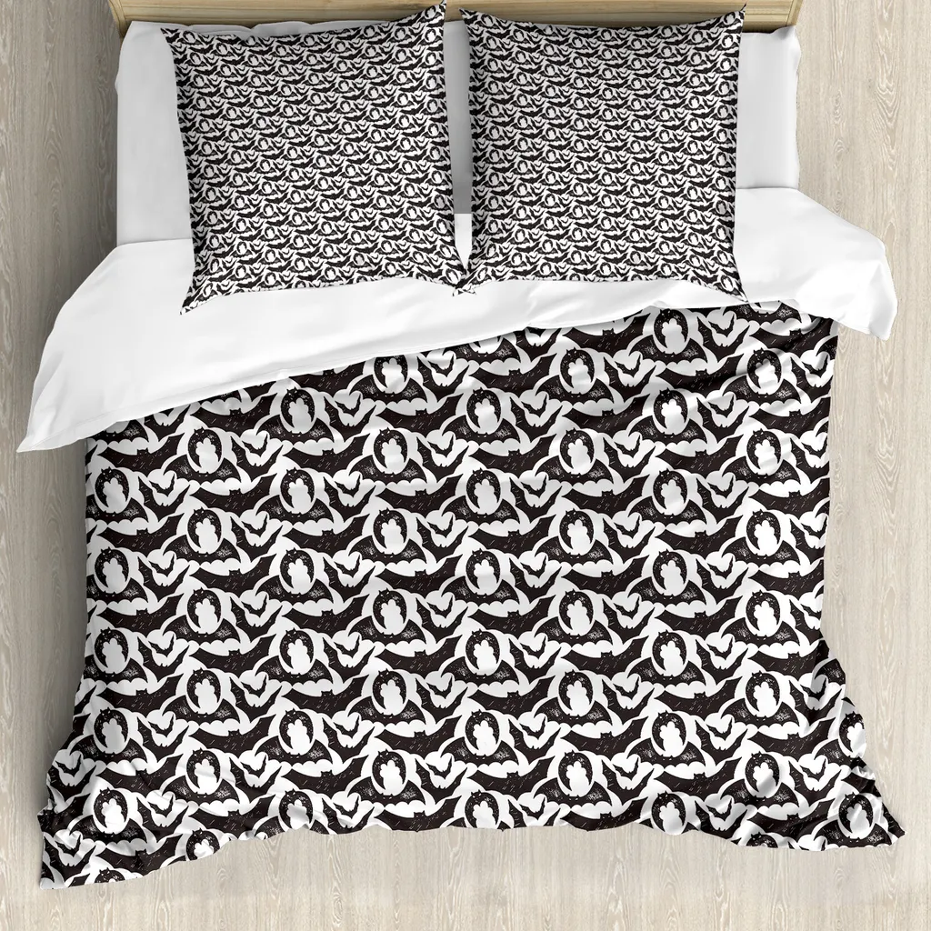 Housse de couette 155x220 cm Scary Bats ABAKUHAUS avec taie d'oreiller