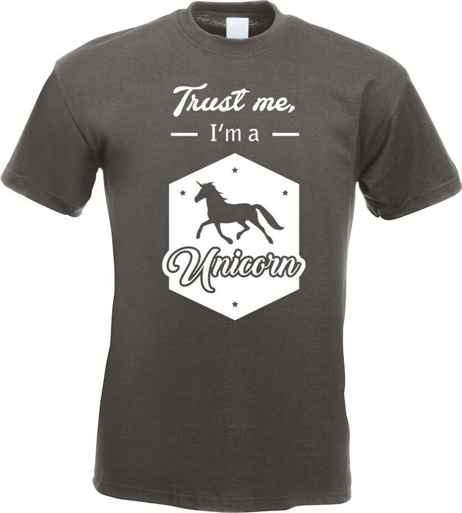 Kiwistar - T-Shirt - Graphit - Trust me, im a Unicorn Motiv Bedruckt Funshirt Design Print - mit Motiv Bedruckt - Funshirt Design - Sport - Freizei...