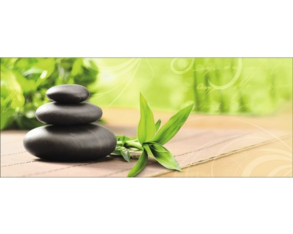 Glasbild Wellness II für die Wand 80x30 cm Querformat Feng Shui Stil Schwarz Grün