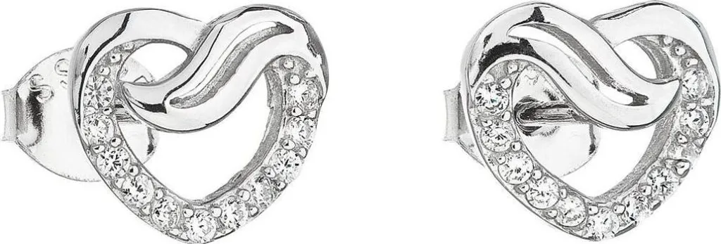 Boucles d'oreilles coeur argent et zirconium blanc brillant réf 11114.1