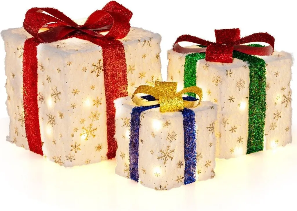 Boîte cadeau lumineuse de Noël avec 48 LED et minuterie intégrée