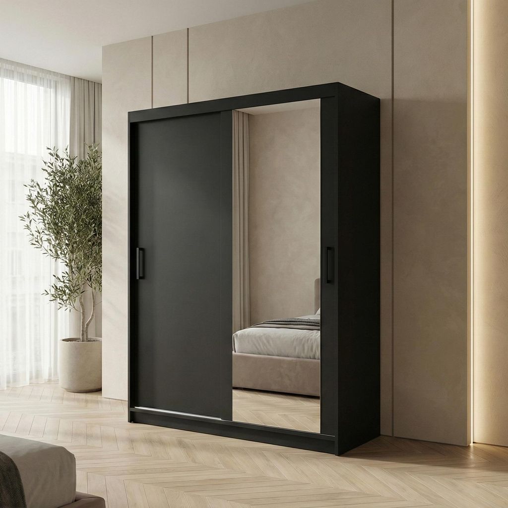 BEAUTYSOFA | Schwebetürenschrank HELA 120 cm Schwarz – Produktbild 