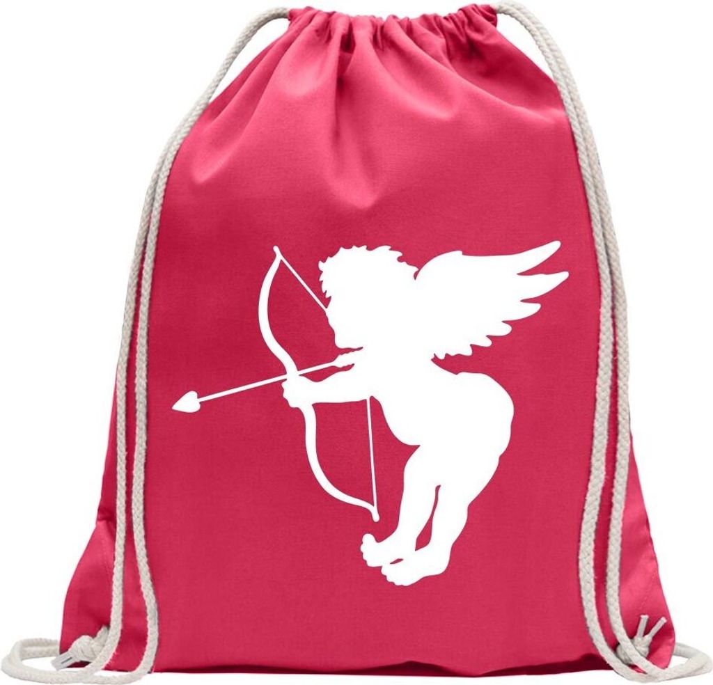 Kiwistar - Turnbeutel - pink - Engel - Liebesengel - Amor - Fun Rucksack Sport Beutel Gymsack Baumwolle mit Ziehgurt