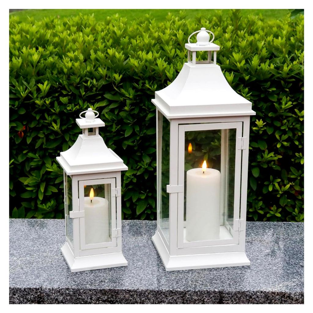 Set aus 2 Outdoor-Kerzenlaternen 50 cm & 33 cm hoch Vintage hängende Turm Laterne Metall-Kerzenhalter für Garten Wohnzimmer Indoor Outdoor-Partys...