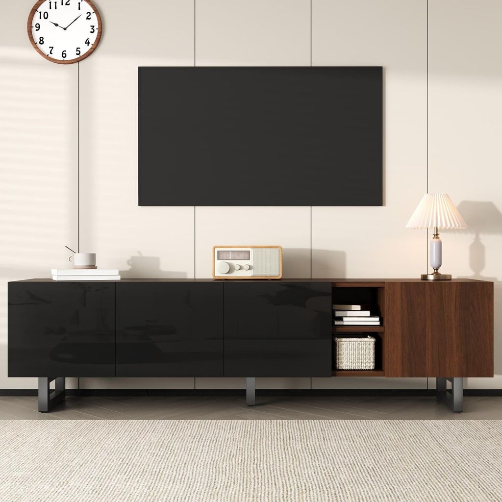 TV-Schrank mit vier Türen,TV-Ständer, TV-Paneel, niedriger TV-Ständer. Einzigartiges Design, Vintage-Holzmaserung. 180 x 38 x 50 cm (L x B x H)