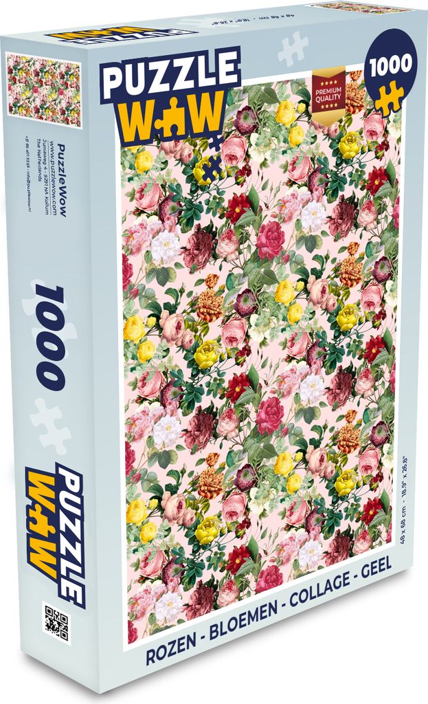MuchoWow Puzzle 1000 Teile Rosen - Blumen - Collage - Gelb - Spielzeug - Alt und Jung - Spiele - Puzzeln