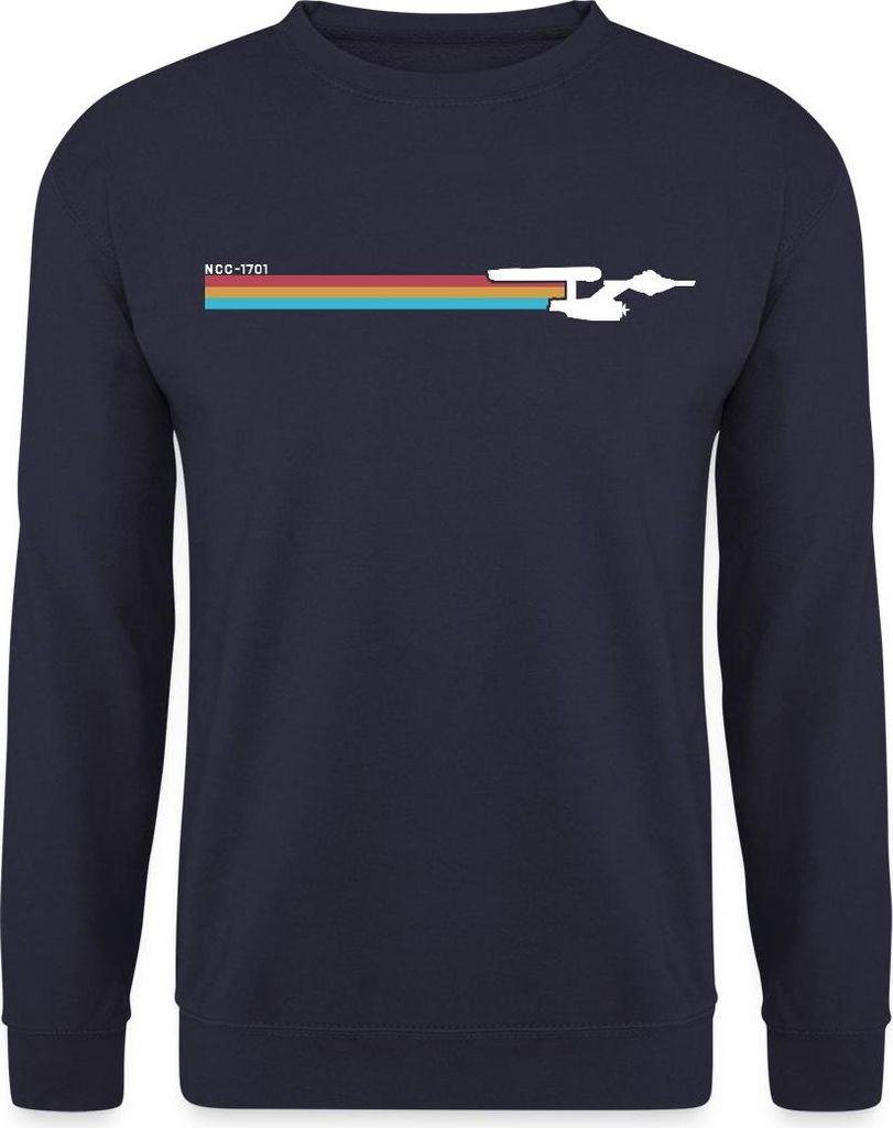 Spreadshirt Star Trek The Original Series NCC-1701 Regenbogen Uni Pullover, L, Navy
