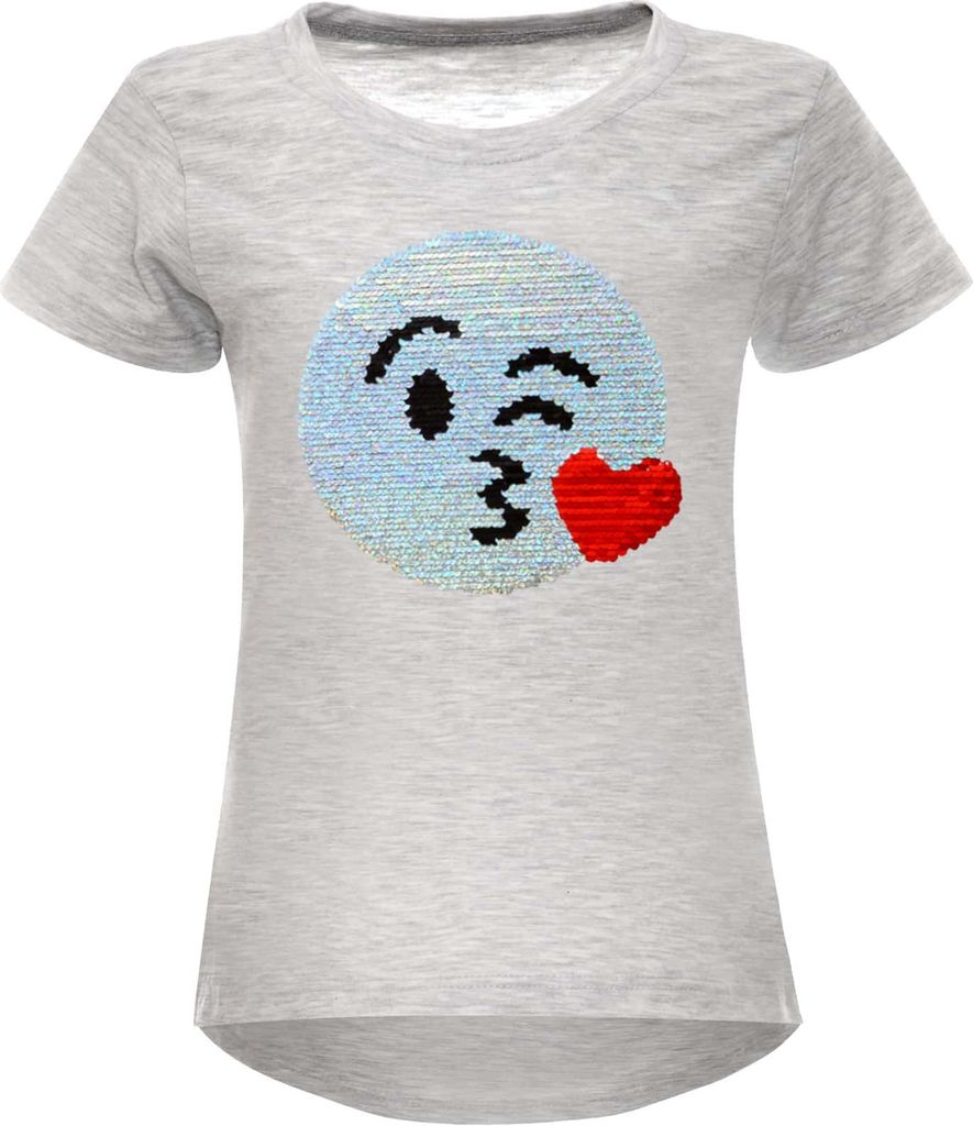 BEZLIT Mädchen Wende Pailletten T-Shirt mit Smile-Motiv Grau 116