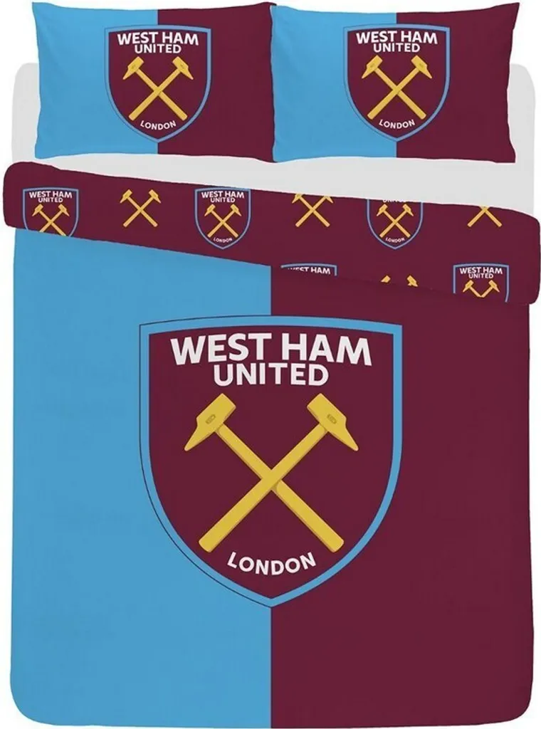 Housse de couette West Ham United réversible AG3200 bleu jaune et bordeaux