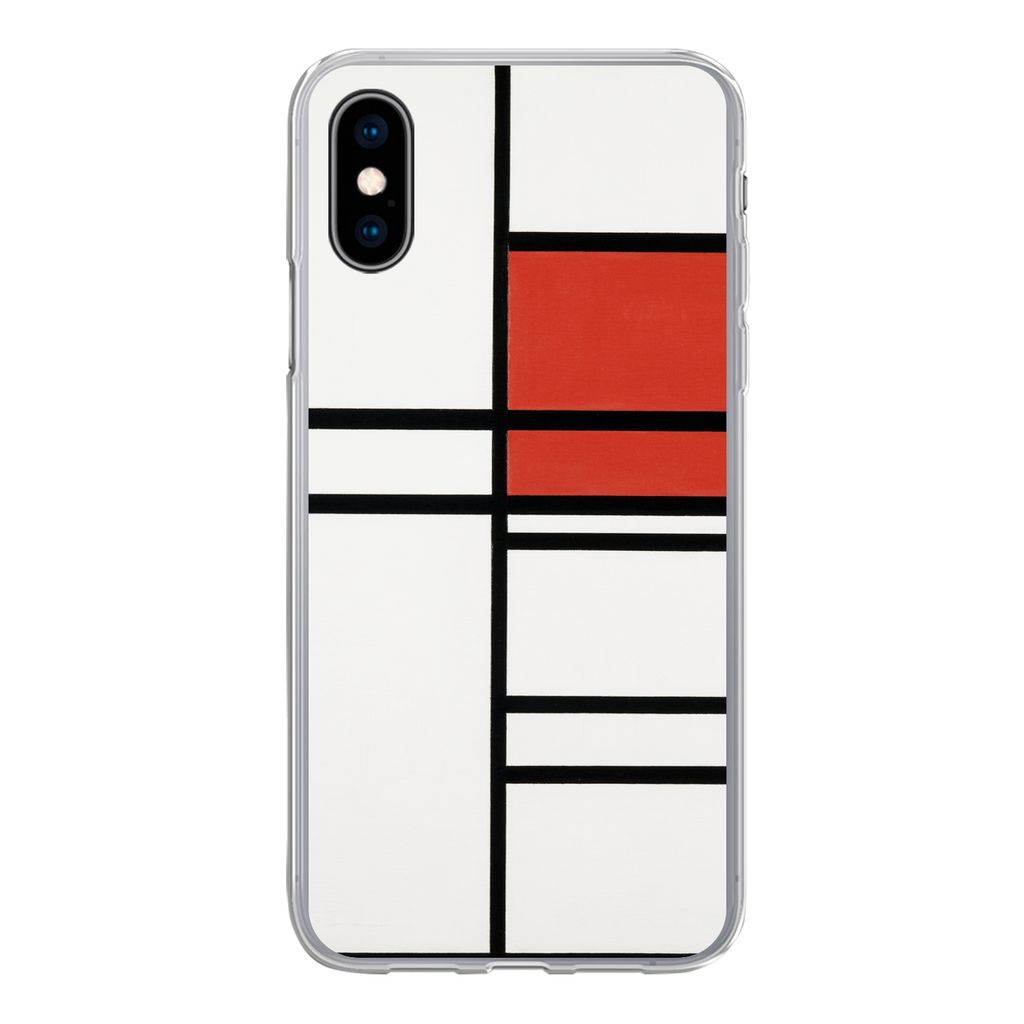 MuchoWow Handyhülle Schutzhülle Hülle für iPhone X Komposition mit Rot und Weiß - Piet Mondrian Silikon Softcase Handy Hülle - Handyhülle