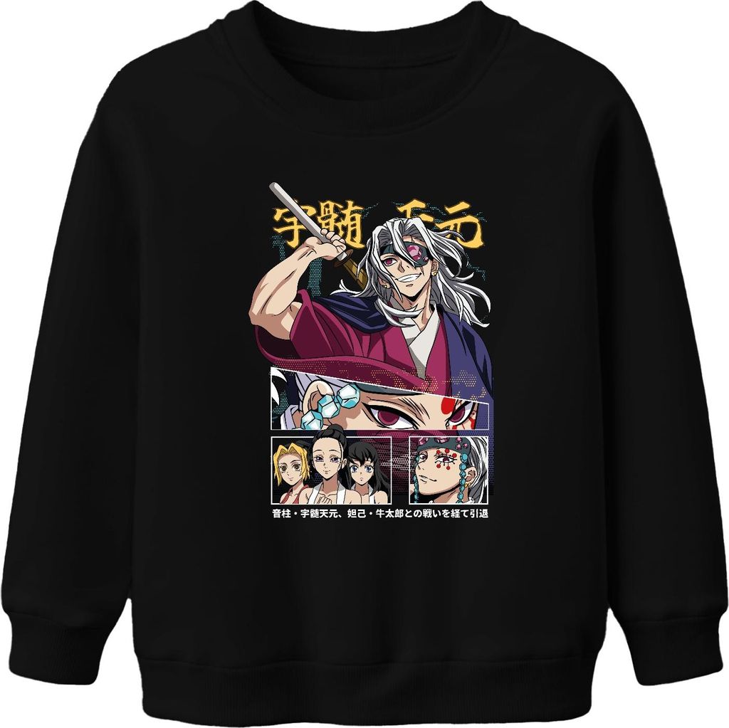 Kimetsu no Yaiba Tengen Uzui Sound Hashira Geschenk Uni Kinder Sweatshirt Pullover, Schwarz, 116