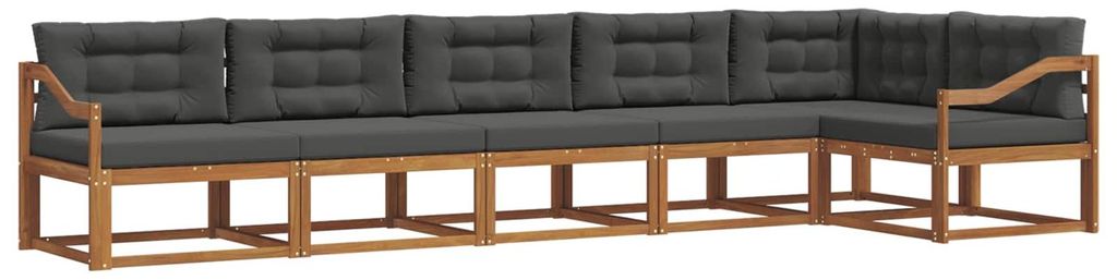 vidaXL Outdoor-Sofagarnitur mit Kissen 6 pcs Natur und Anthrazit