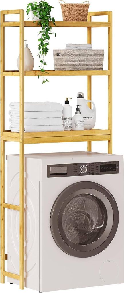 EUGAD Badregal Waschmaschinenregal Toilettenregal aus Bambus, verstellbaren Regalen