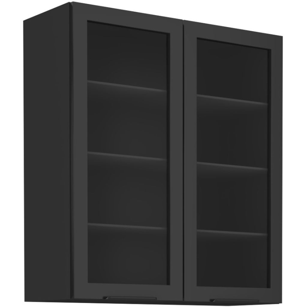 Vetrina alta AGAFIJA - larghezza 80 cm, cashmere / nero Immagine del prodotto 