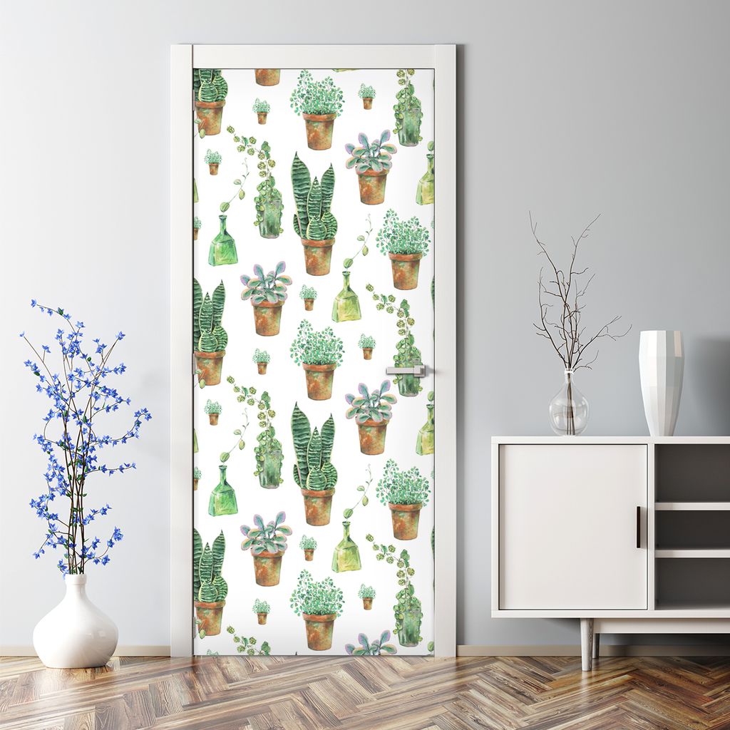 Dekorative Türposter selbstklebend Klebefolie Tür dekoration Zimmerpflanzen 85 x 200 cm