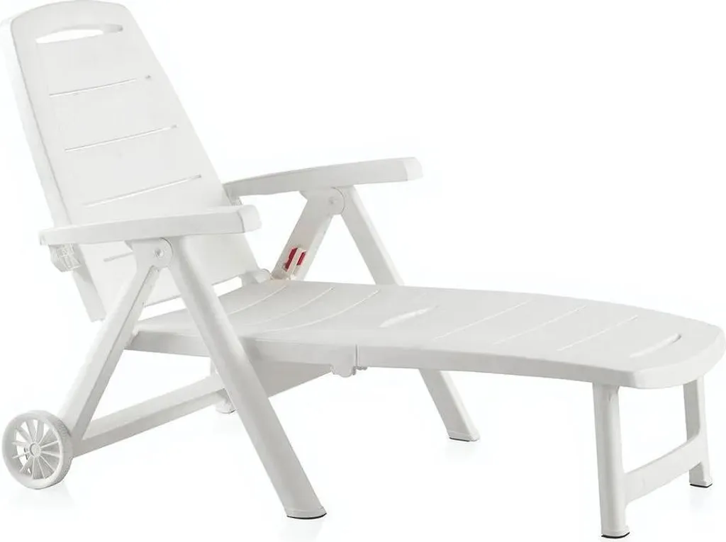 Bain de Soleil de Jardin Pliable Antibes Blanc avec Roues Multi-positions
