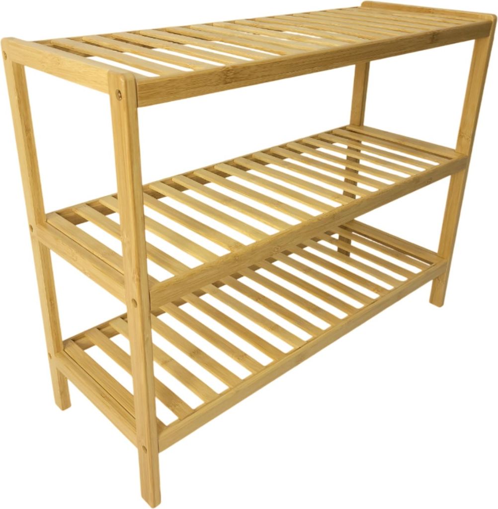 BEGRYF Schuhregal aus Bambus 3 Ebenen 70 cm Schuhablage Produktbild 
