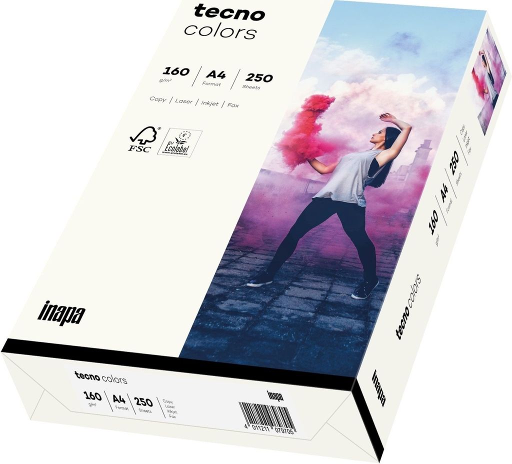 Multifunktionspapier tecno colors A4 160 g/qm naturweiß VE=5x250 Blatt