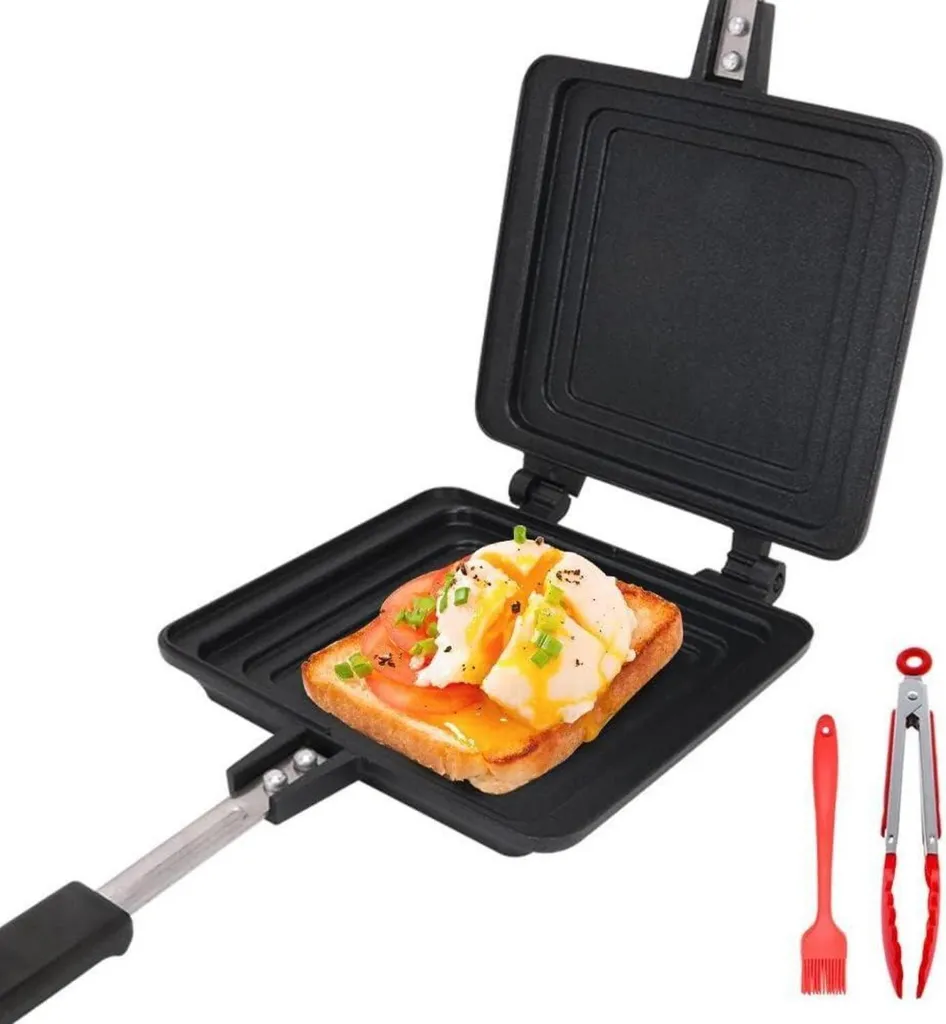 Bobikuke Sandwich Maker: Piastra Doppia Antiaderente per Toast e Camping