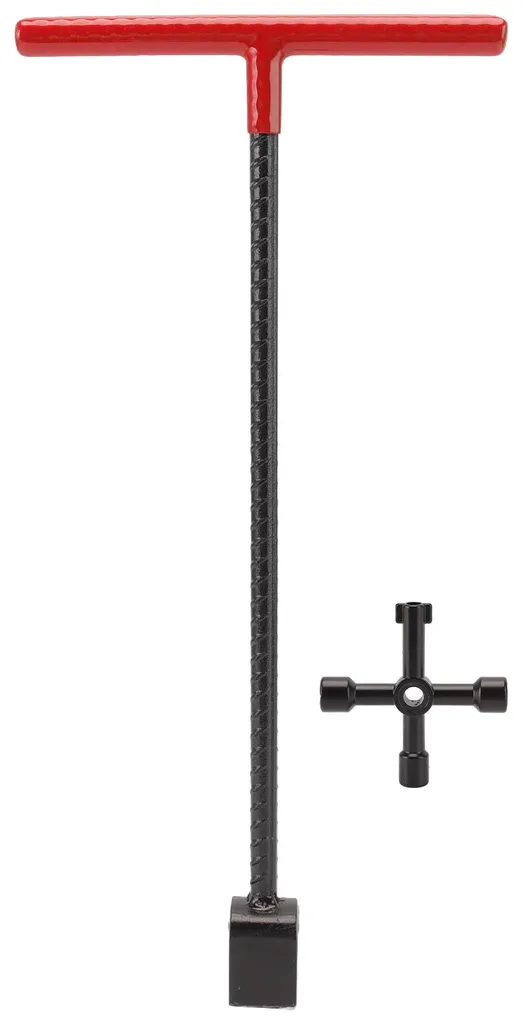 Clé de barrage pour robinet d'eau avec croix multifonction 4 en 1 rouge