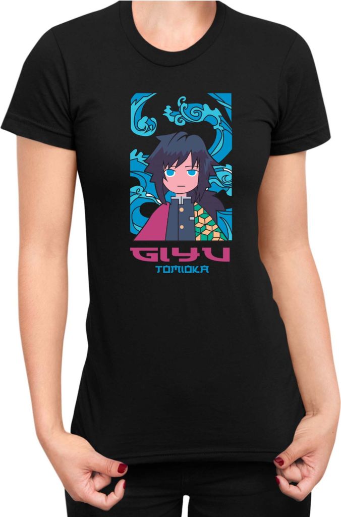 Damen T-Shirt Japan Anime Manga Demon Anime Slayer Giyu Tomioka Hashira, Lady L / Schwarz