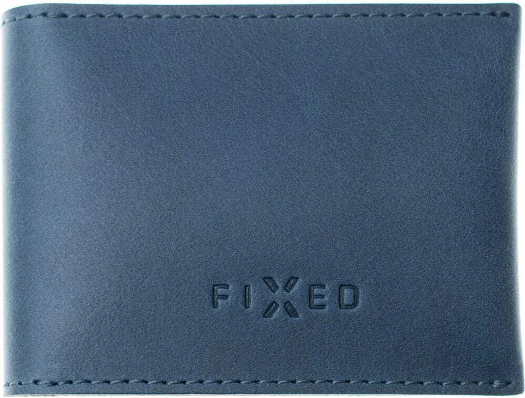 Porte-monnaie en cuir Fixed Mini Smart Wallet pour Apple AirTag, Bleu