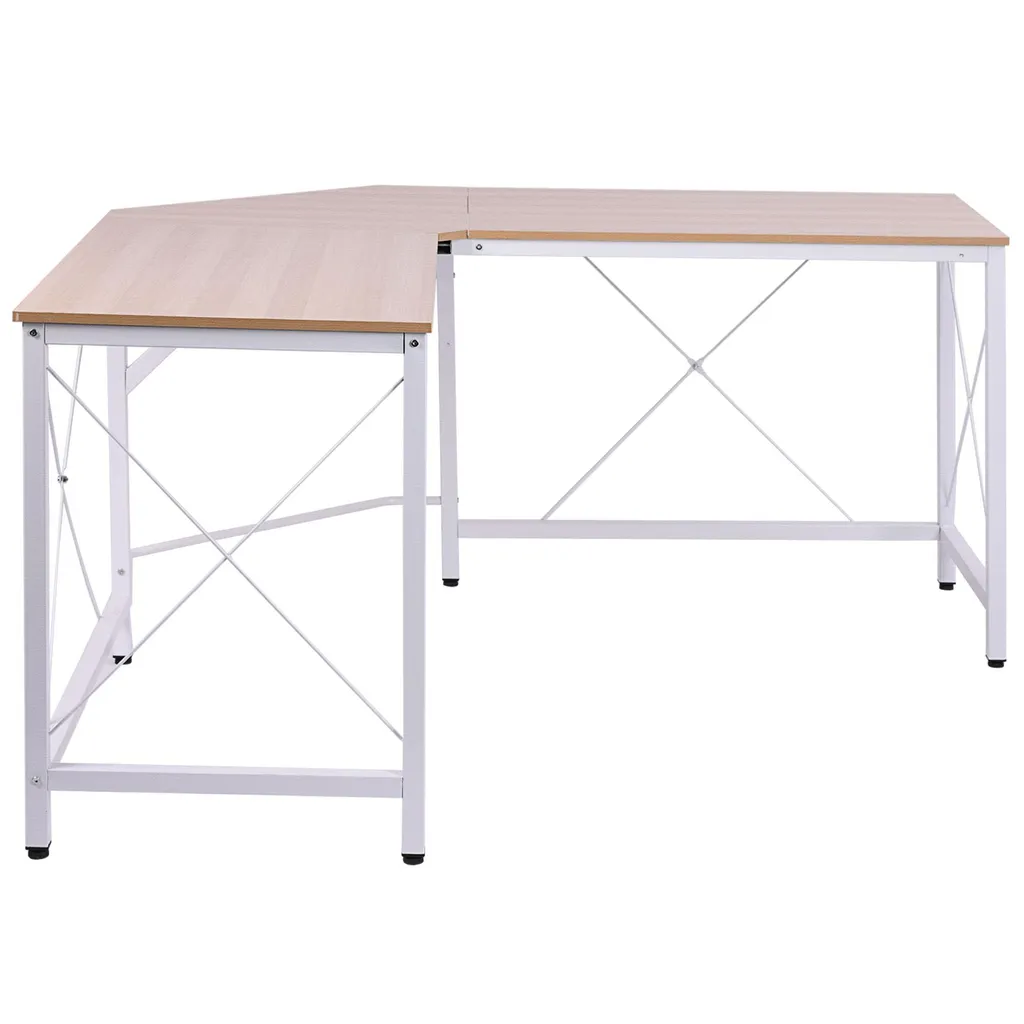 Bureau d'angle Robuste 150cm en MDF Naturel : Design Épuré et Durable