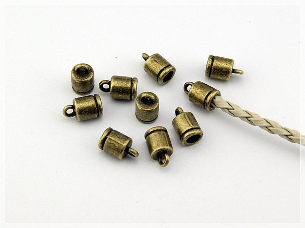 Vintageparts 10 Endkappen antik Bronze 10 x 6 mm für 4 mm Produktbild 