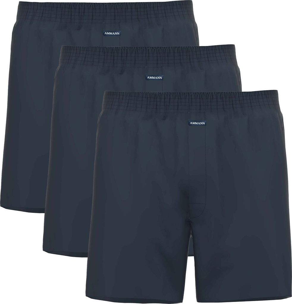 AMMANN Herren Boxershorts 3er Pack - Jersey Boxershorts Basic Baumwolle, lockerer Schnitt, Baumwolle Dunkelblau XL