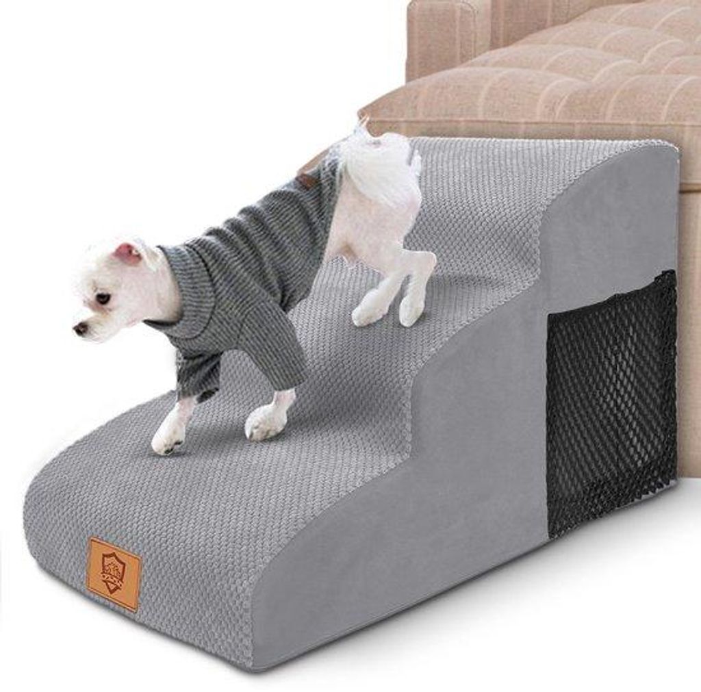 Hundetrapp für kleine Hunde, tragbare Hundebett aus hochdichtem Schaum, wasserfester Hundetrapp, antislip, 40 cm hoch, waschbar