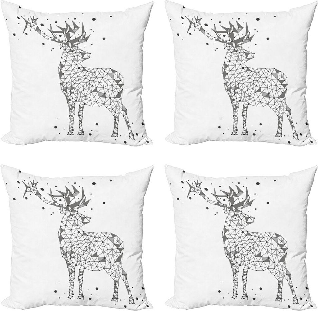 ABAKUHAUS Wild jagen Kissenbezug Set (4 Stück), Polygonal Wild Animal, Moderner Doppelseitiger Digitaldruck, 40 cm x 40 cm, Schwachgrau Pale Taupe