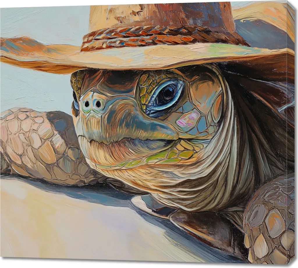 Quadro 100x90cm Tartaruga Cappellaio | Arredo Moderno su Tela Canvas
