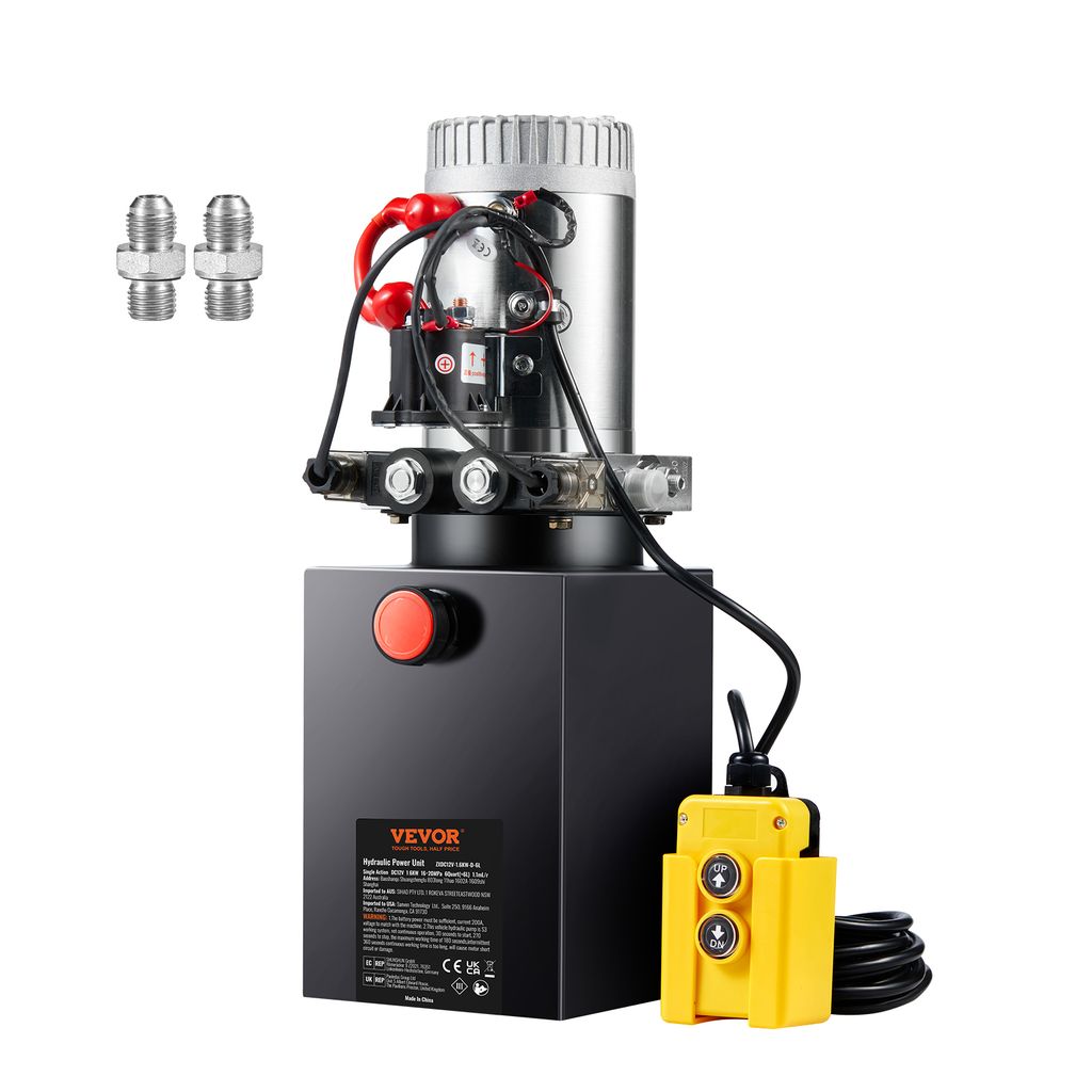 VEVOR Hydraulikpumpe Hydraulikaggregat 12 V Hydraulikaggregat 1600 W, Doppelwirkende Hydraulikpumpe Hydraulic Power Pack, 1,5 Gal Tank Hand Pump Hy...