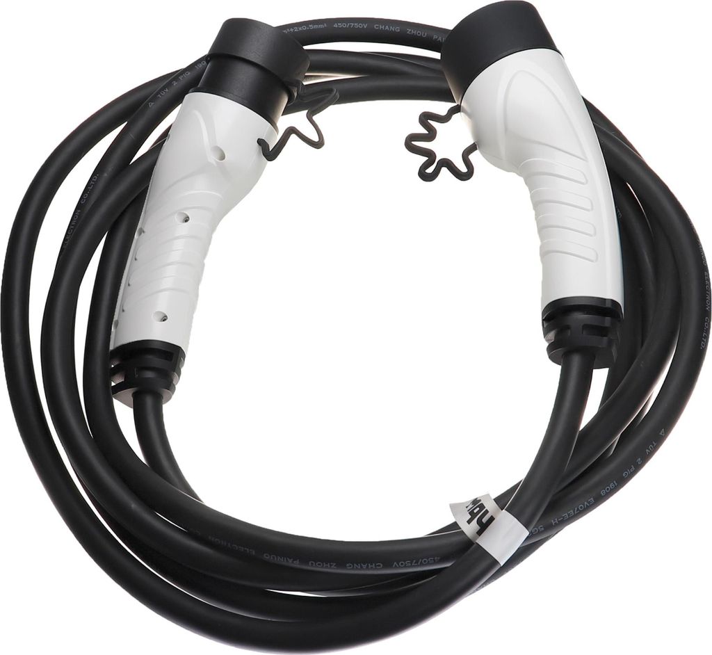 vhbw Ladekabel Typ 2 zu Typ 2 für Elektroauto, 3-phasig, 16 A, 11 kW, 5 m