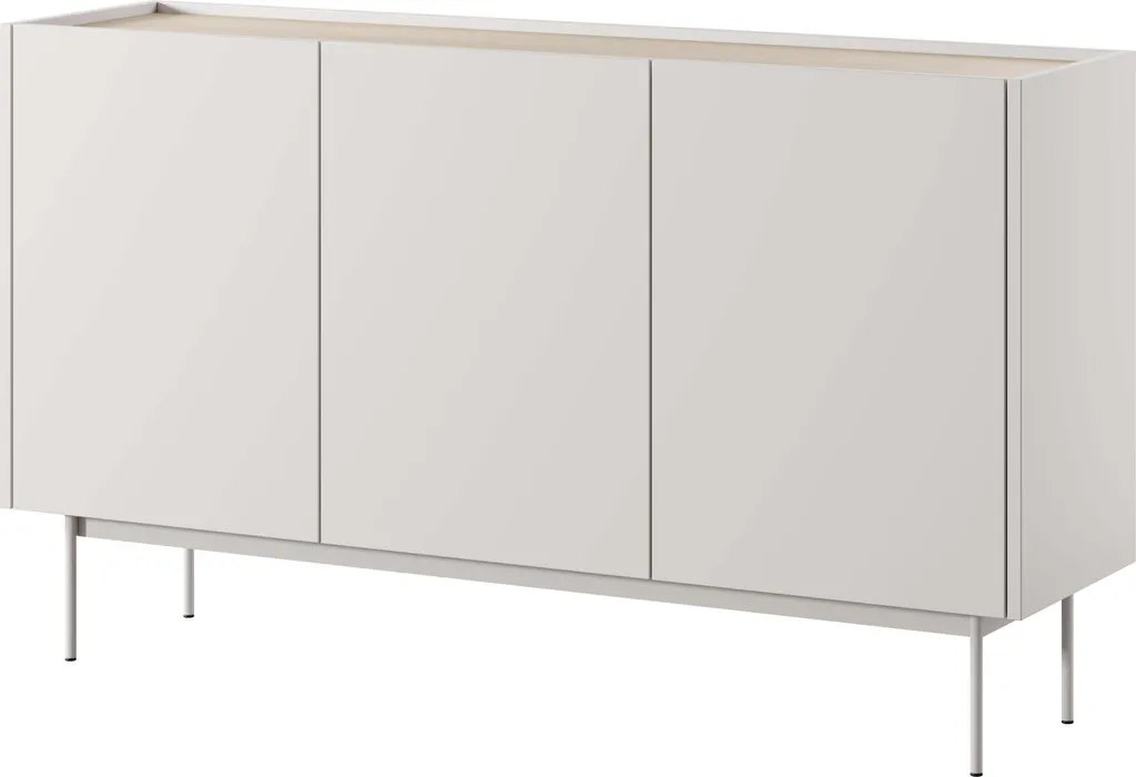 Commode de Salon Beige 144cm - Grand Buffet avec Finition Mat Résistante