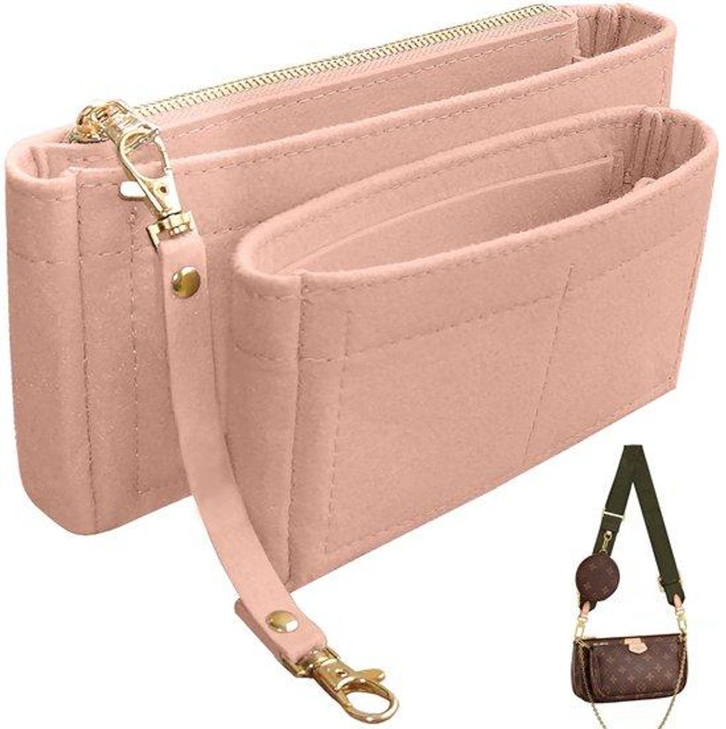 Handtas-Organizer-Set, 2-Pakketten, Inzetstukken, Tote-Bag-Organizer, Tas-Binnenin, rosa