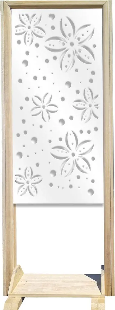 Paravent pour séparer un salon ou bureau - FLOWERS Bois et PVC Blanc