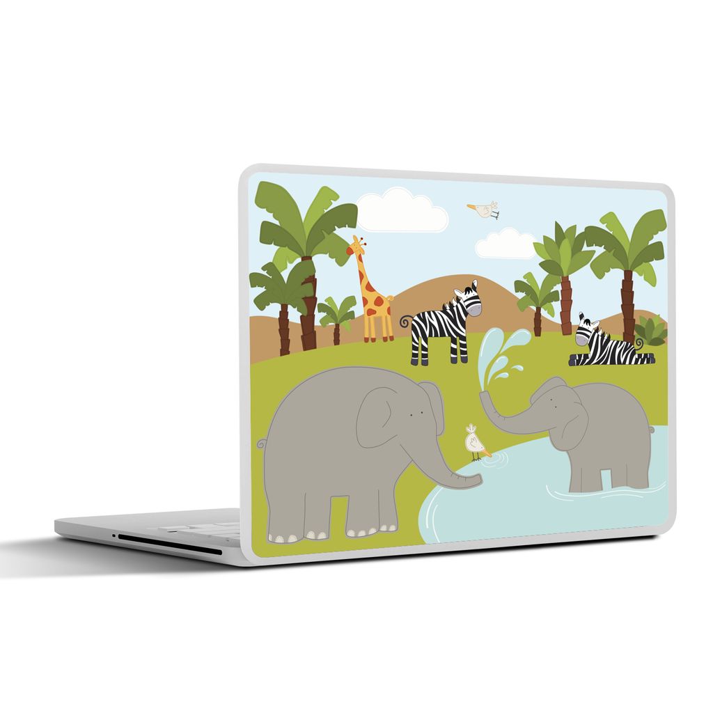 MuchoWow Laptop Aufkleber Sticker Cover Minimalismus - Tiere - Dschungel - Jungen - Mädchen - Baby - Kinder 30x22 cm - Laptop-Sticker