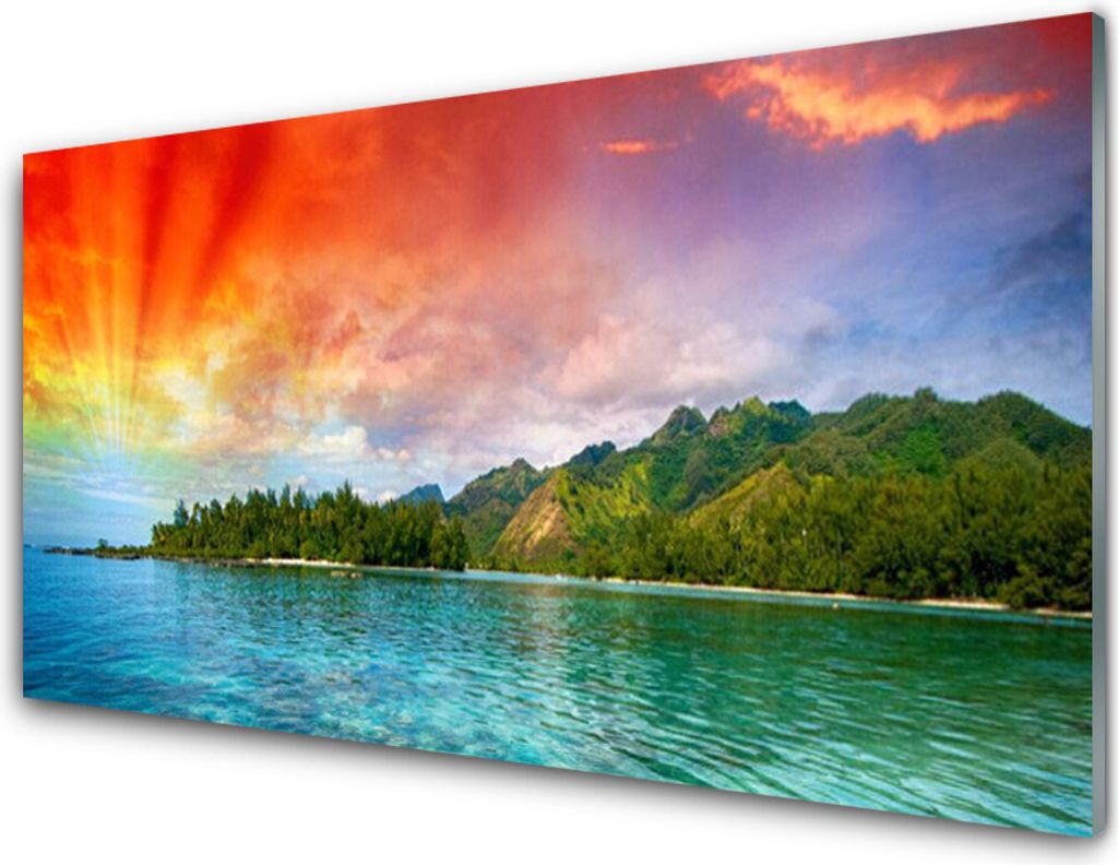 Küchenrückwand aus Glas 100x50cm Spritzschutz Meer Wald Landschaft