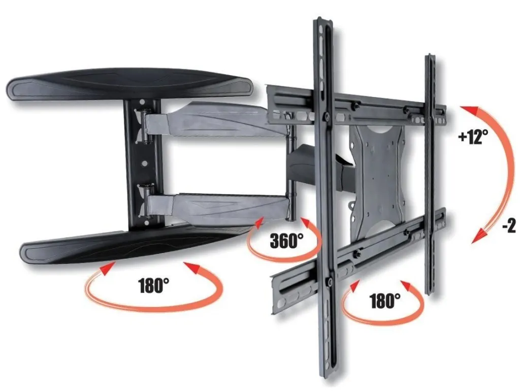 Support Mural TV FullMotion Inclinable et Pivotant 40-65 Pouces Techly - 3