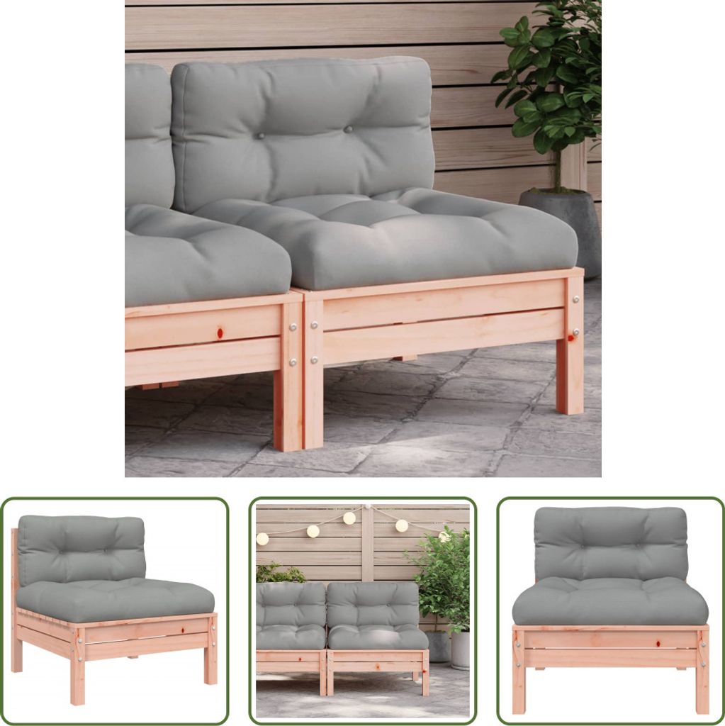 The Living Store Gartensofa ohne Armlehnen mit Kissen Massivholz Douglasie
