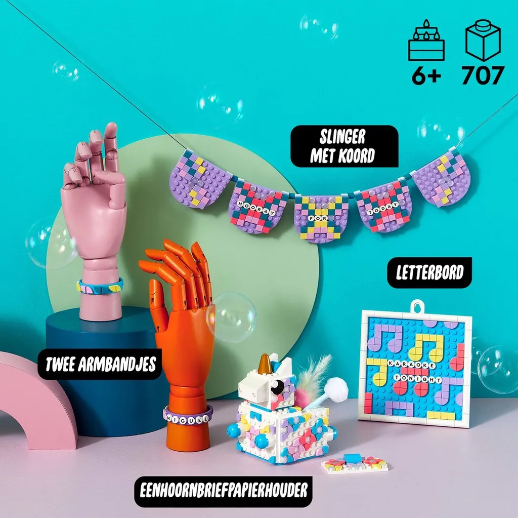 Kit licorne LEGO DOTS 41962 multicolore avec bracelets et objets de déco - 9