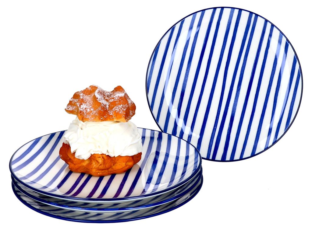 Sada 4 talířů na dorty Seaside 4 osoby Ø 20 cm Pruhy Dezert Obrázek produktu 