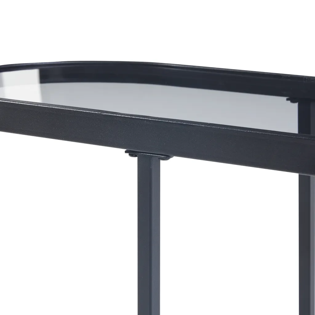 Table d'appoint pour ordinateur ou café Luleå en verre noir chic