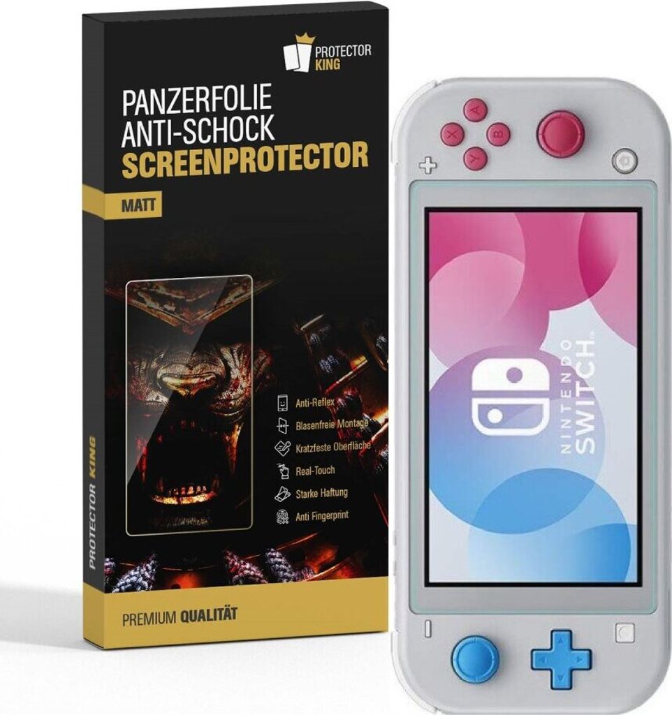 3x Panzerfolie für Nintendo Switch Lite Displayschutz Schutzfolie MATT ANTI-SHOCK/ ANTI-KRATZ/ ANTI-BRUCH/ ANTI-SCHMUTZ/ ANTI-REFLEX