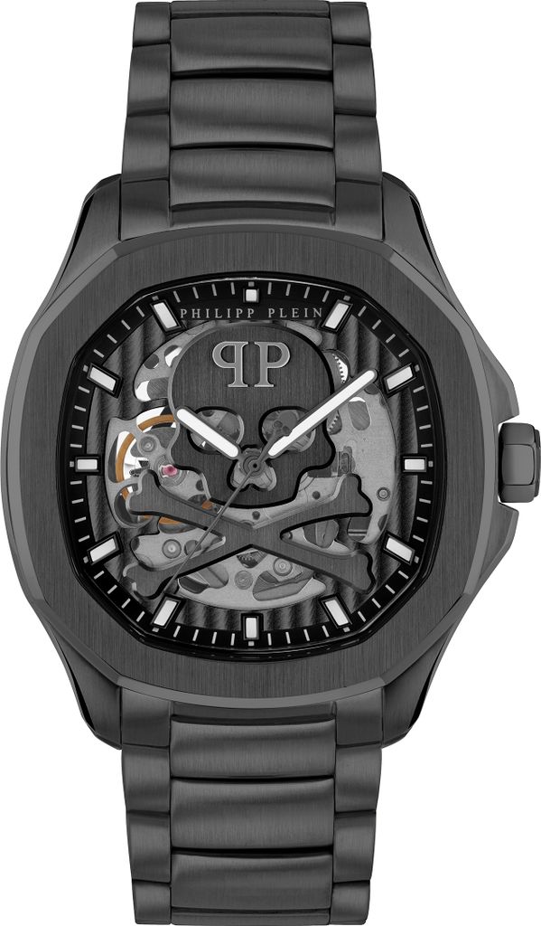 Philipp Plein Skeleton Spectre 42 mm, schwarze Automatikuhr für Herren