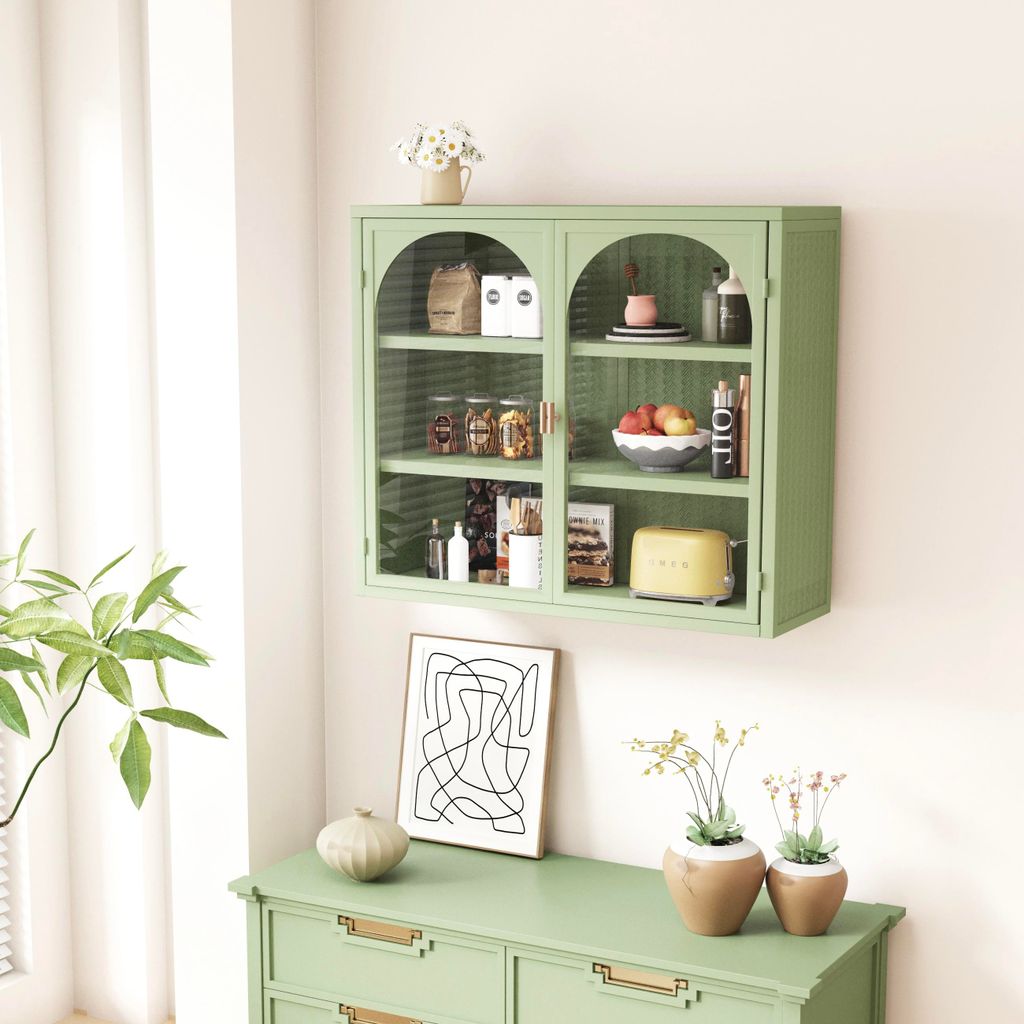 OKWISH Armoire Murale en Verre et Métal - Meuble de Image du produit 