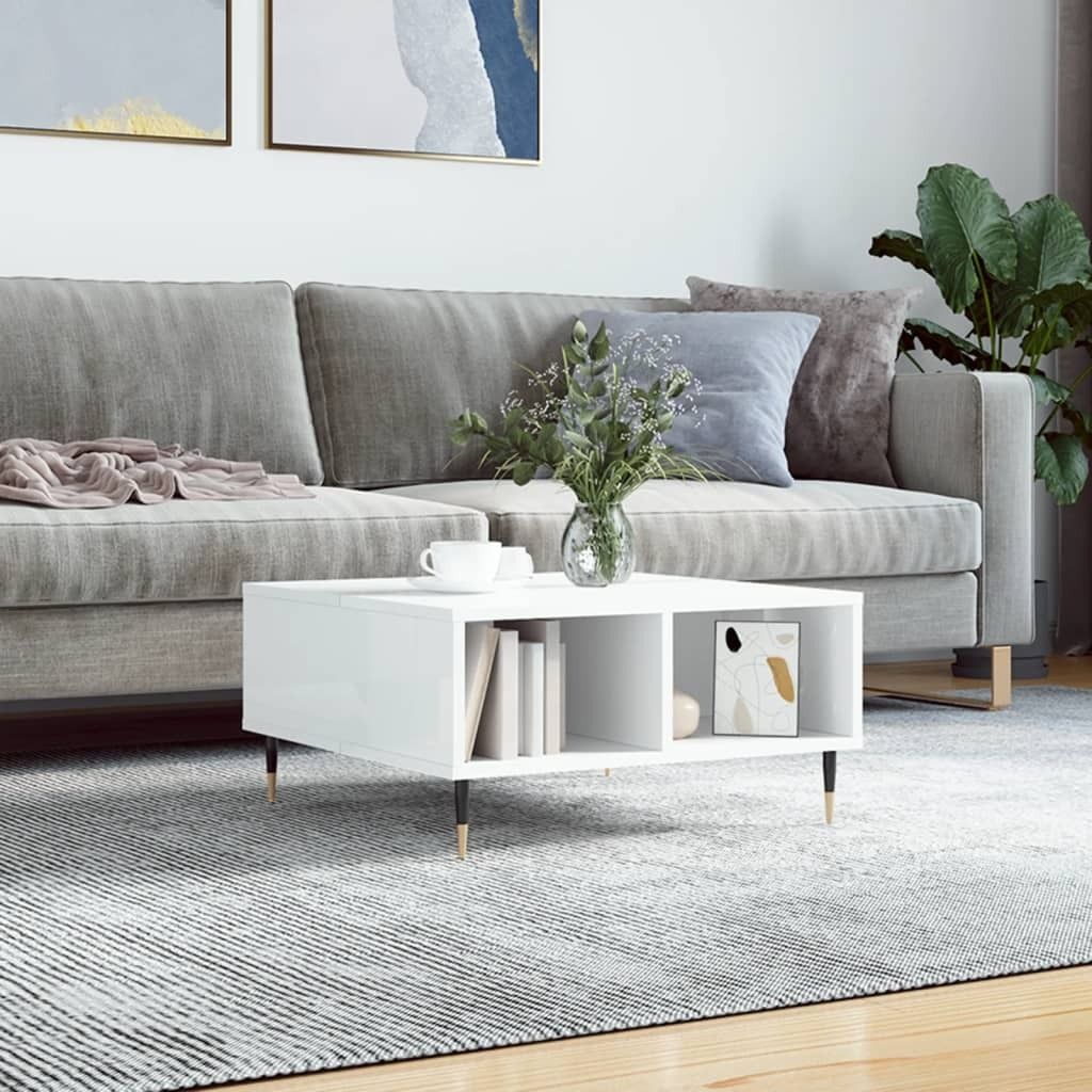 Maison Exclusive - Couchtisch Hochglanz-Weiß 60x60x30 cm Holzwerkstoff