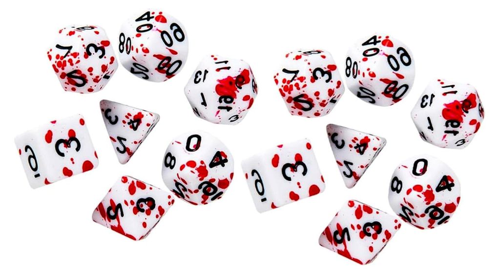 Acrylspielwürfel Set 7 Mehrseitige Undurchsichtige Blutwürfel Unregelmäßige Formen für Rollenspiele und Halloween Leicht und Transportabel