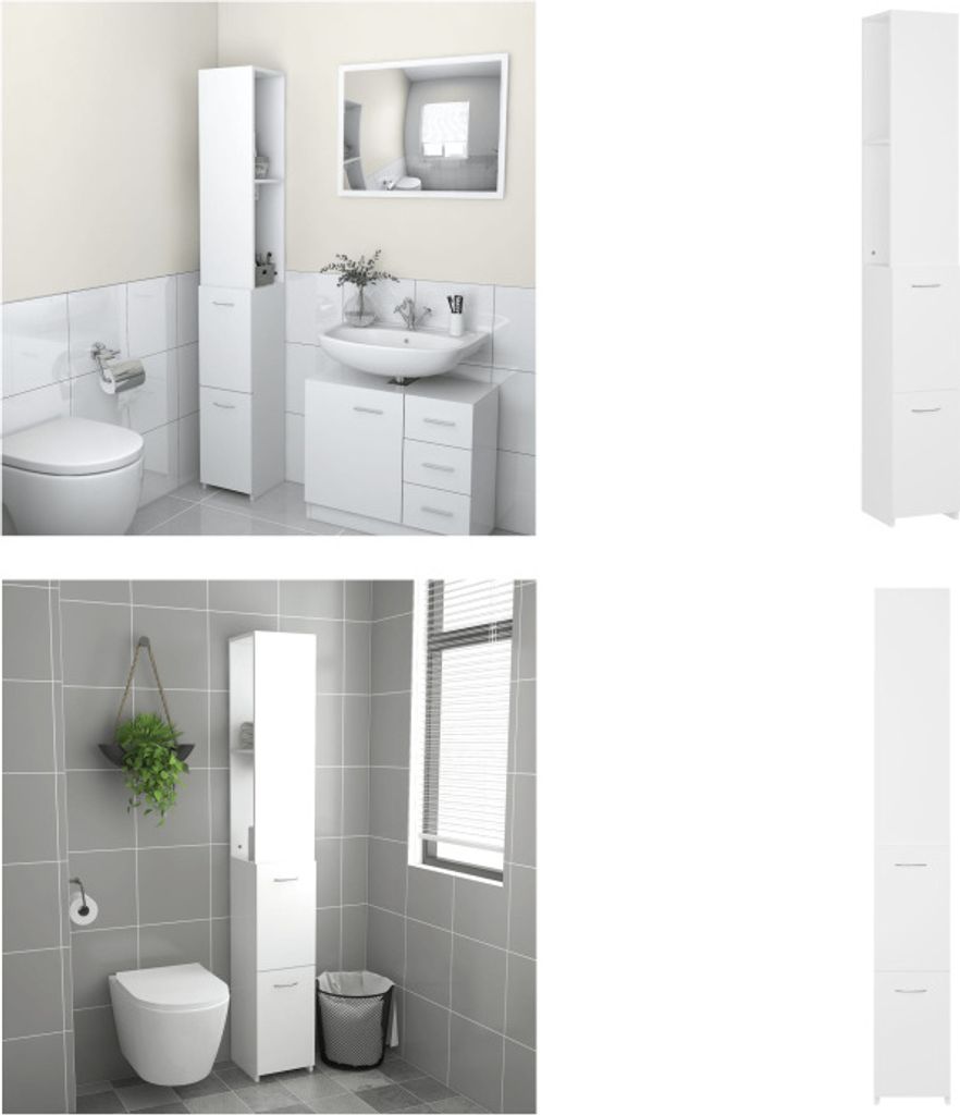 vidaXL Badschrank Weiß 25x26,5x170 cm Holzwerkstoff - Badezimmerschrank - Badezimmerschränke - Schrank - Schränke